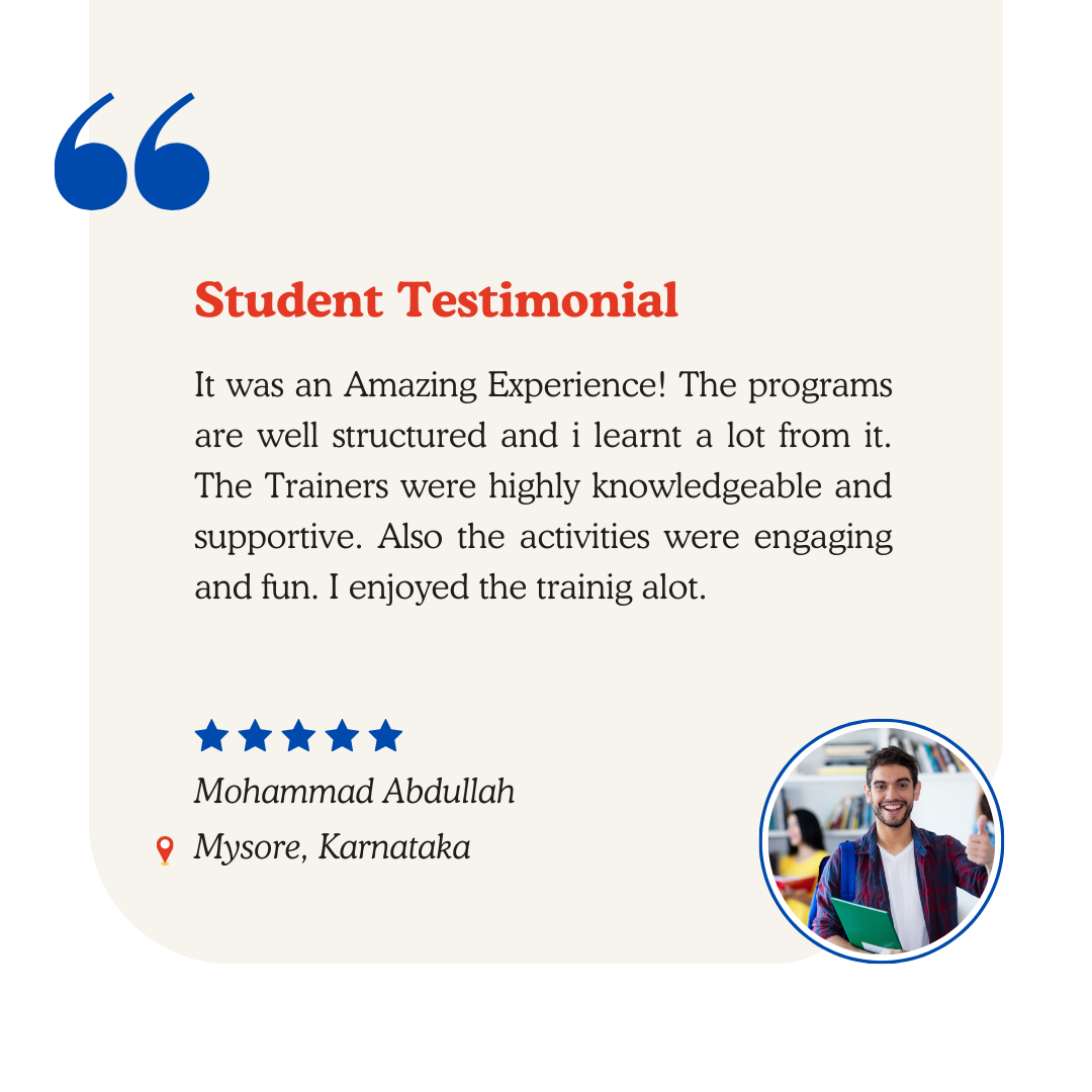 Testimonial from Mohammad Abdullah from Mysore, Karnataka