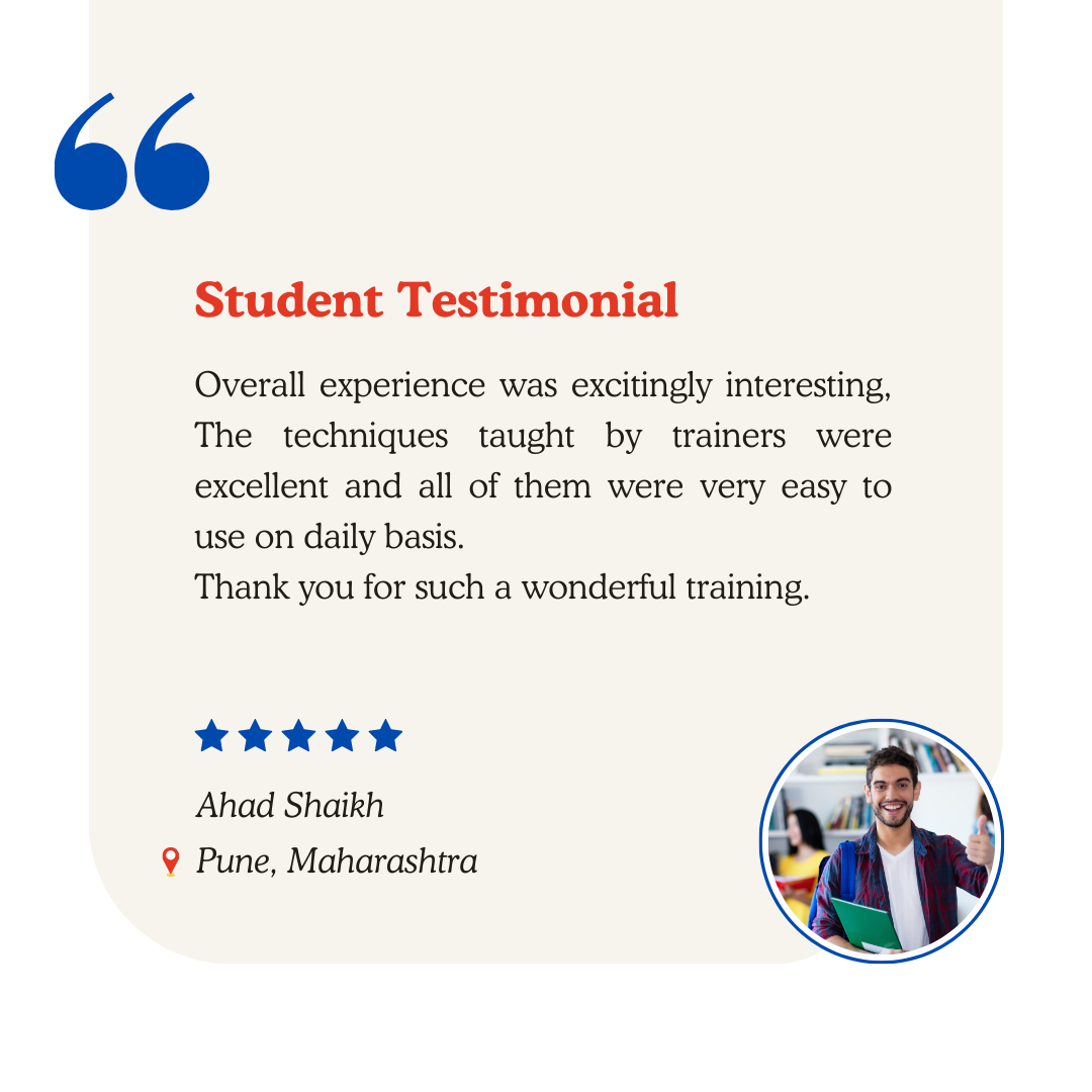Testimonial from Ahad Shaikh from Pune